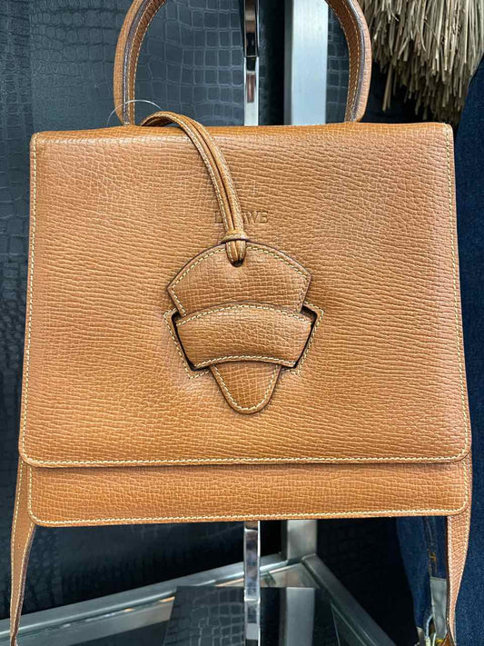 Loewe Barcelona Tan Textured Top Handle Structured Bag, Box, Dust Bag