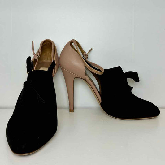 Valentino black leather and blush suede heels 36 5.5