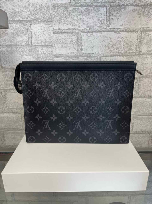 Louis Vuitton Black Monogram Pochette Voyage Eclipse Canvas Travel Bag.
