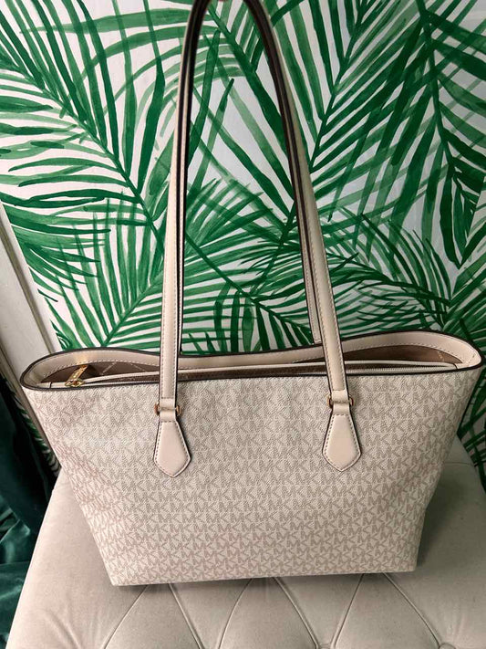 Micheal Kors Sheila Large Signature Logo w/ Metallic Gold/Silver Stripe