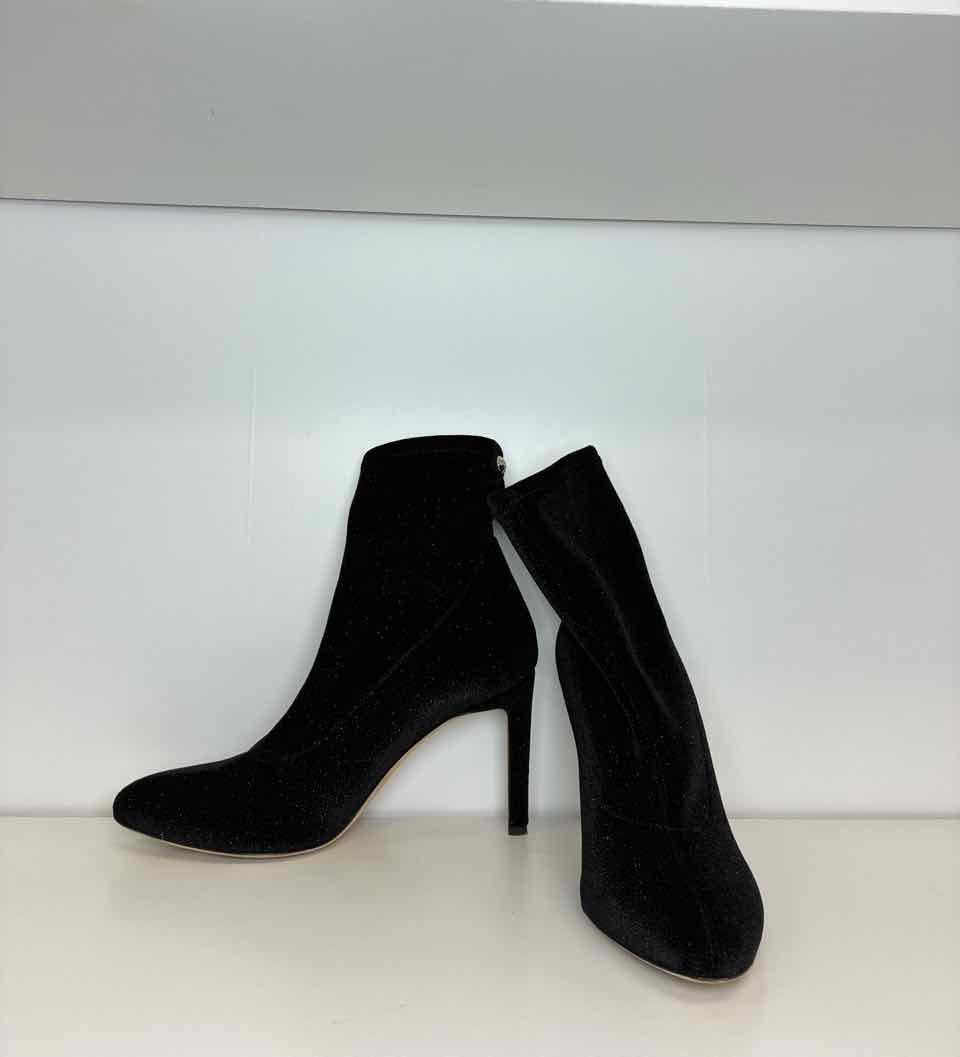 Giuseppe Black Glitter Velvet Ankle Bootie Size 36 1/2