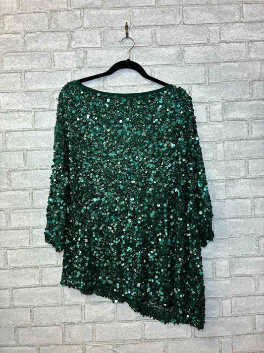 St John Couture Sequin Green Blouse Size P