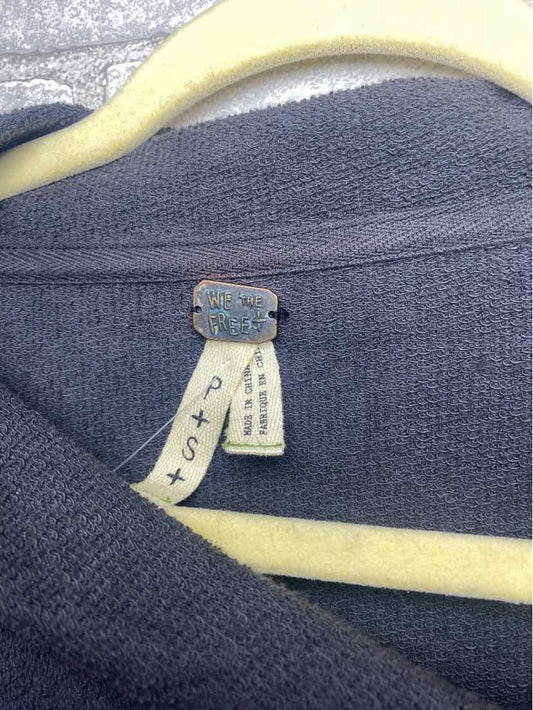 Free People We The Free Small Dark Gray Asymetrical Ruffle Zip Jacket Sweatshirt