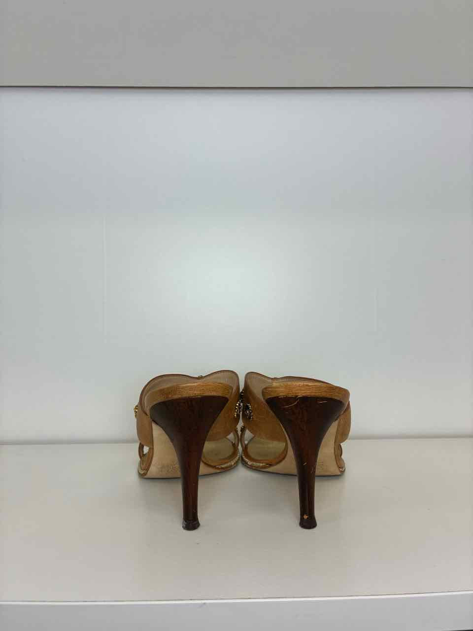 Giuseppe Orange Leather Jeweled Sandals Size 38