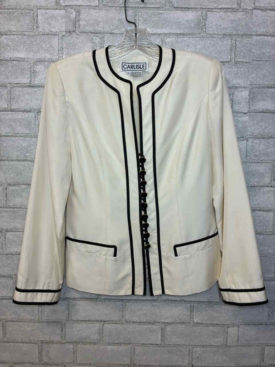 Vintage Carlisle white jacket with black trim size 4