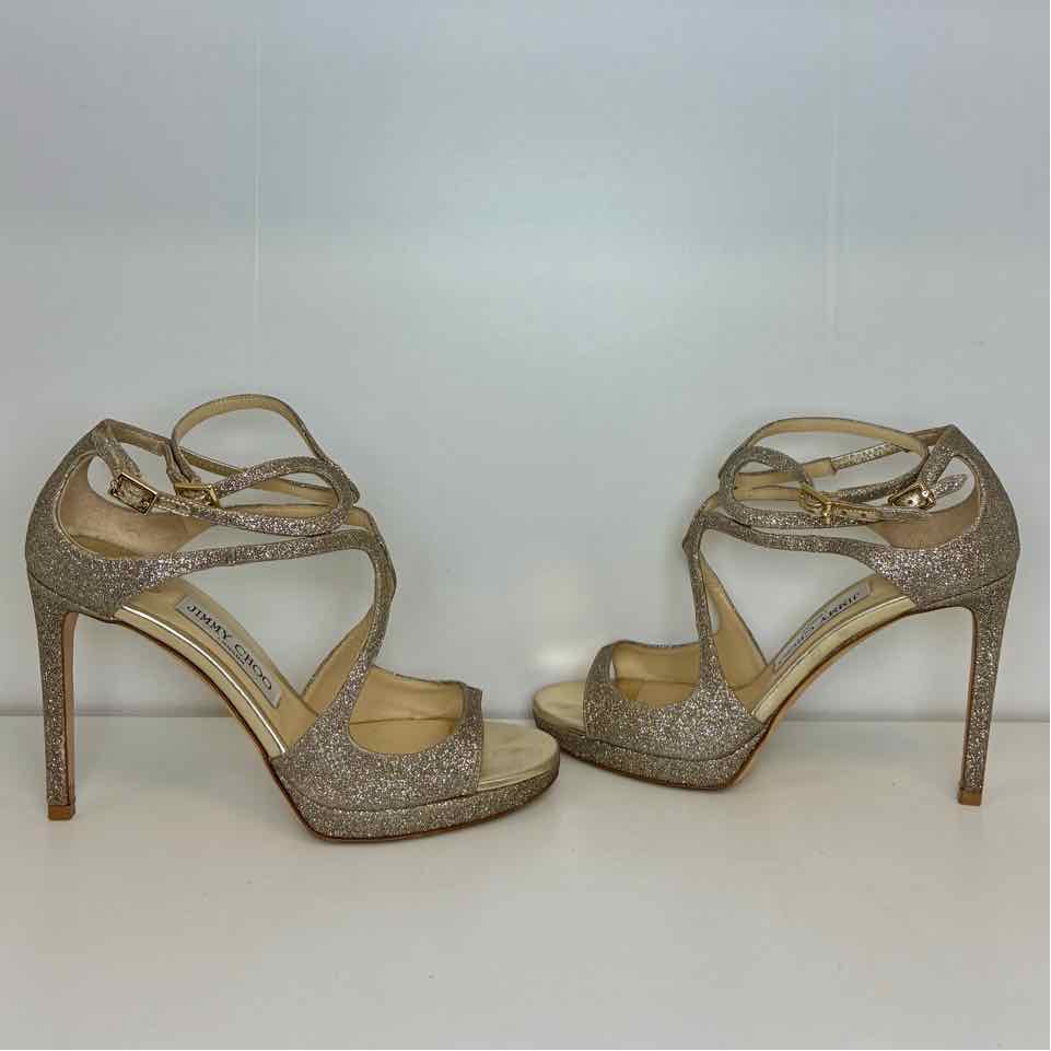 Jimmy Choo Dusty Glitter Platinum Ice Silver Size: 6.5