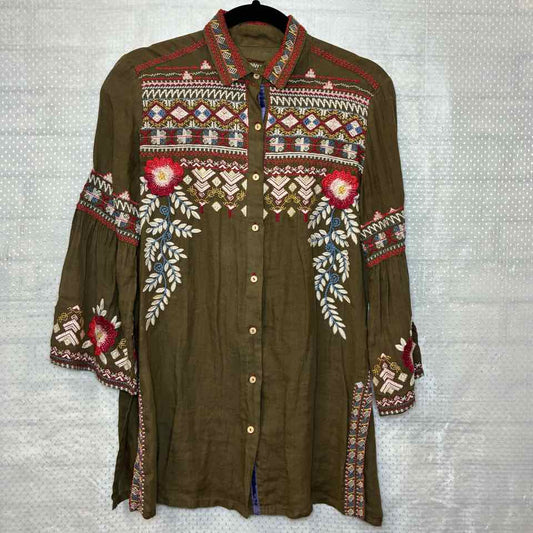 Johnny Was Olive Button up Size XS