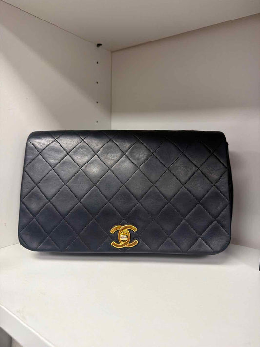 Chanel Black Quilted Flap Leather Shoulder Bag w/ CC Turnlock Purse