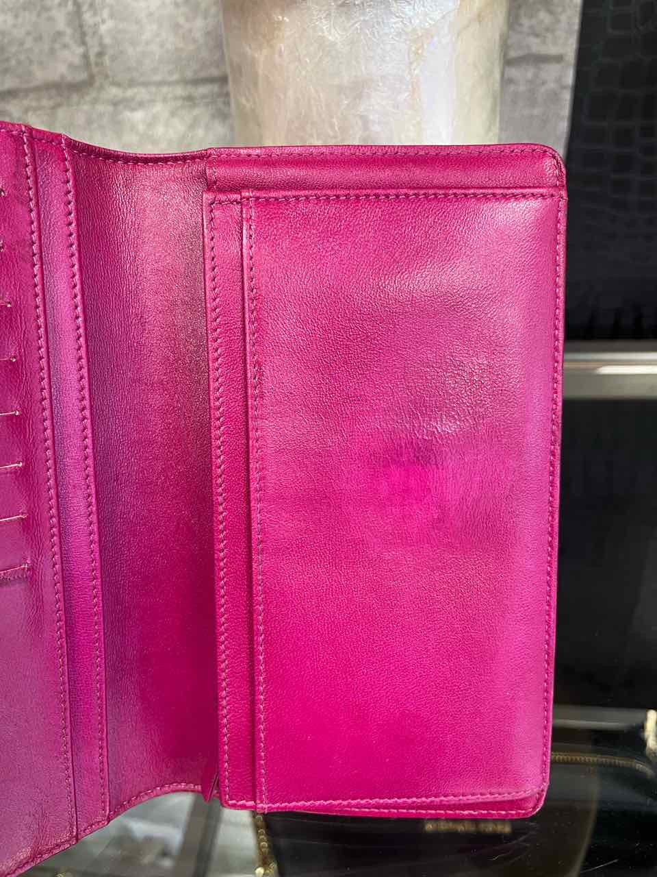 Chanel Vintage Pink/Fuchsia Lambskin Camellia Embossed Long Wallet