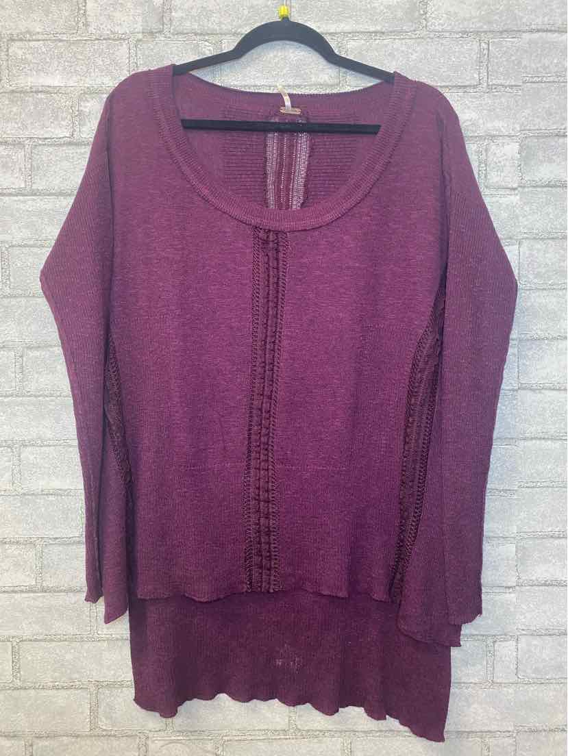 Free People Small Purple Lace Detail Sweater