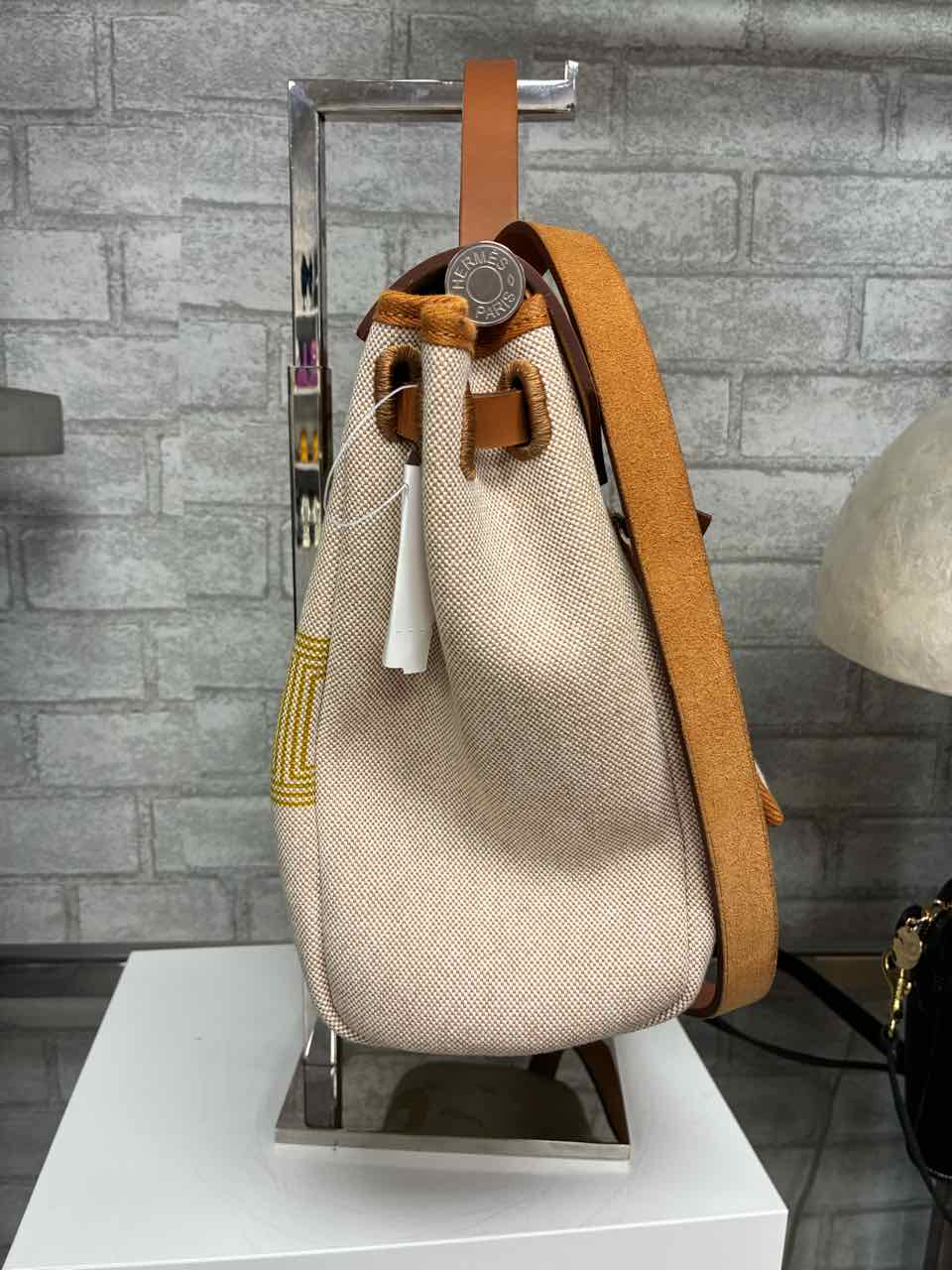 Hermes Herbag Zip 31 bag in Cumin Ecru Beige with Circuit 24 print