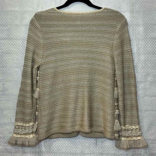 Chicos Ruffle Sweater Cream Size 0