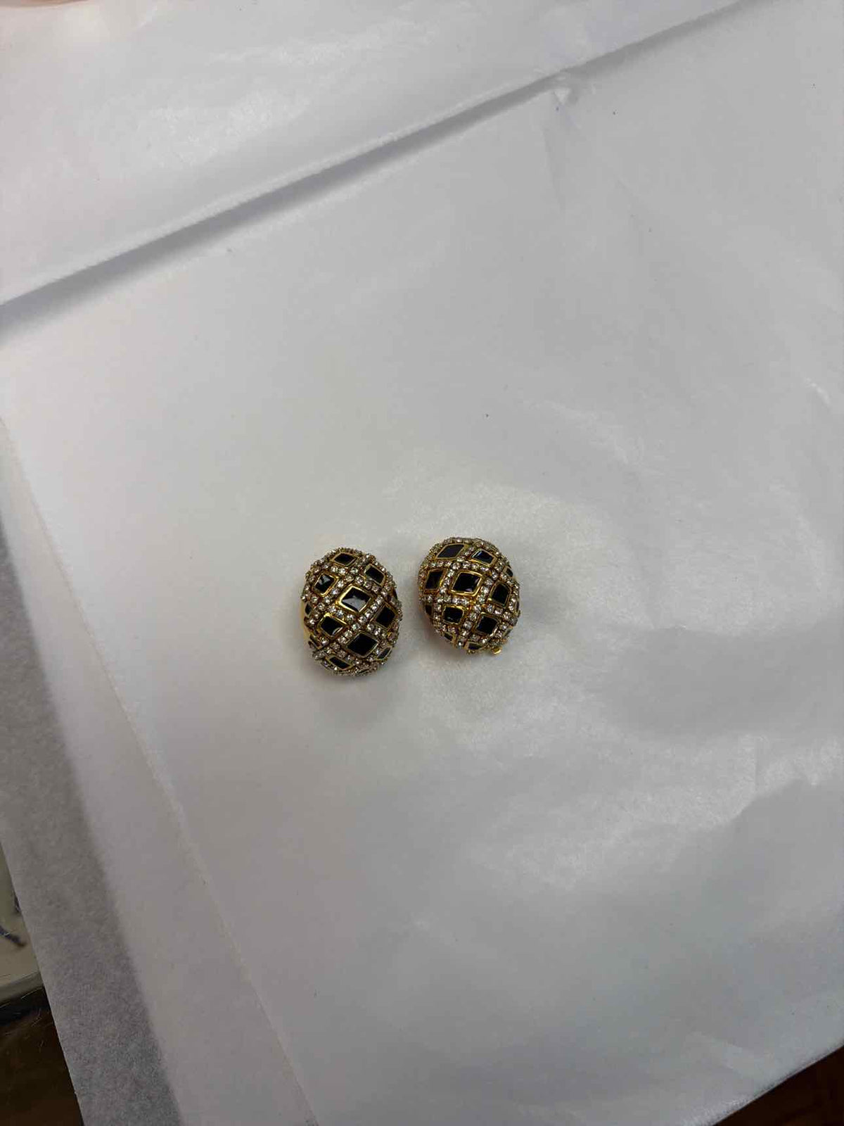Black and silver jeweled gold clip ons