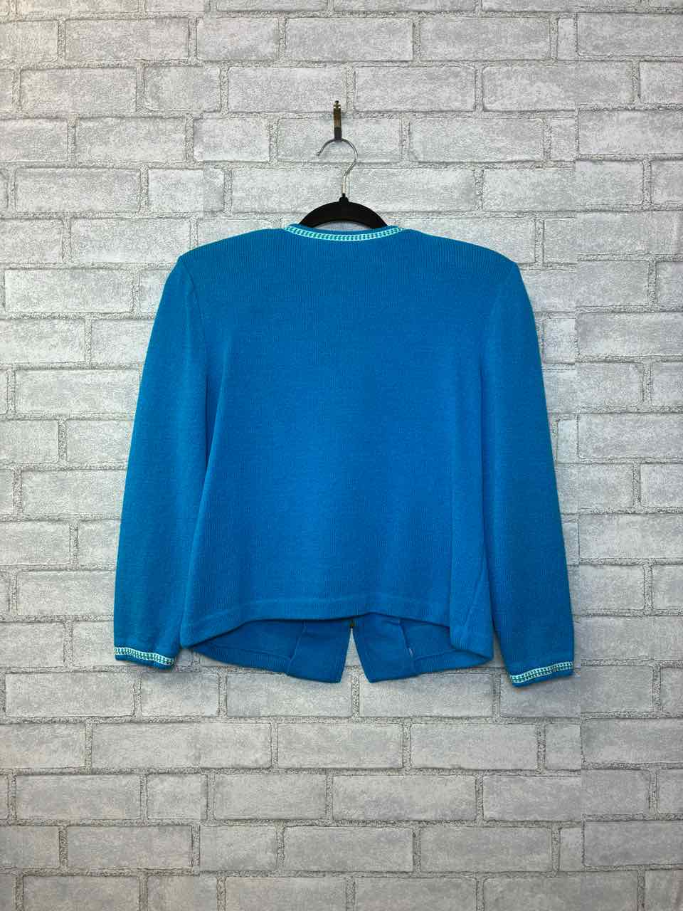 St John Vintage Knit Teal and White Jacket Size 4