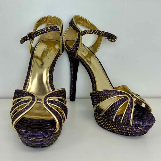 Coach Purple & Gold Snakeskin Heels 7
