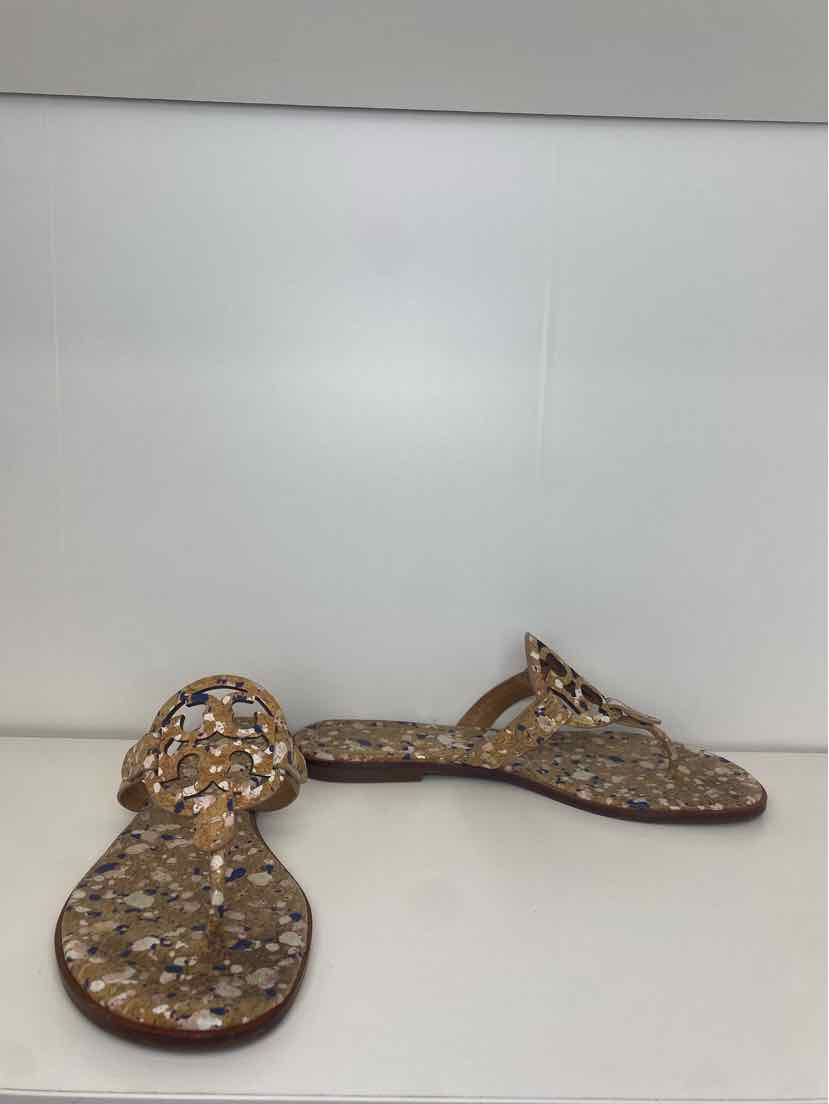 Tory Burch Size 8.5 New Ivory Confetti Cork Sandal