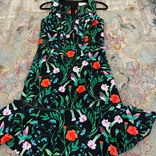 Kate Spade Black Cotton Dress with Hummingbirds and Flowers 6