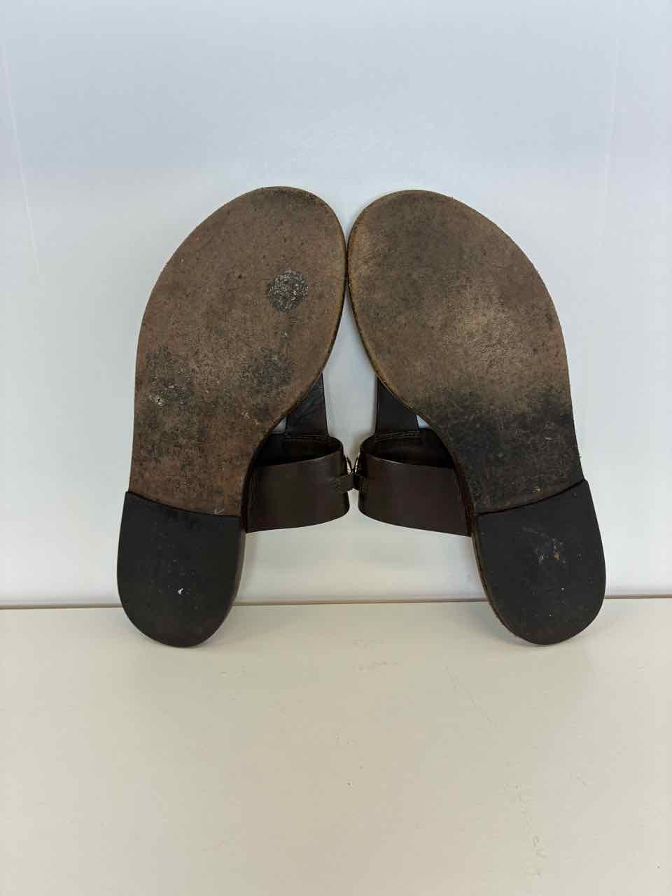 Gucci Thong Sandal w/ Horse Bit Detail Brown Leather Size 35 1/2