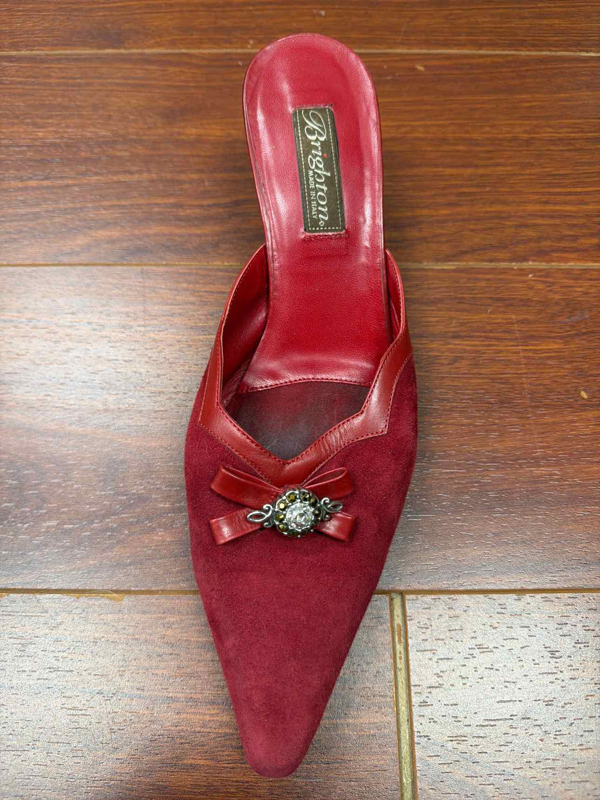 Red Brighton heels with bow in front