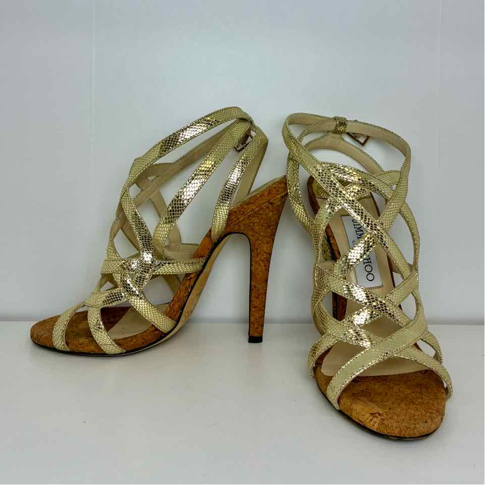 Jimmy Choo Gold Strappy High Heel Size 36