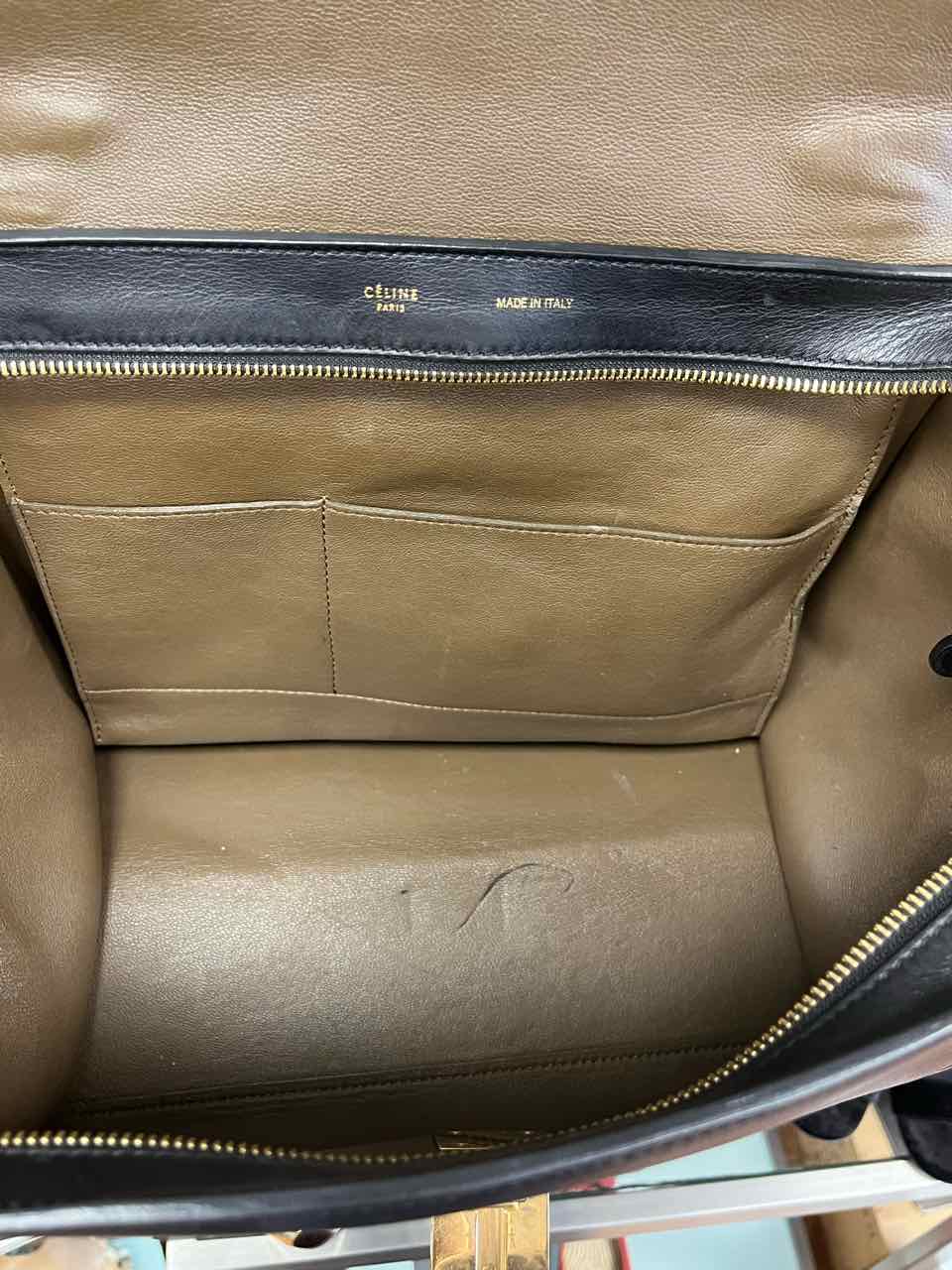 Celine Trapeze Tri Color Calfskin Leather & Blue Suede Purse