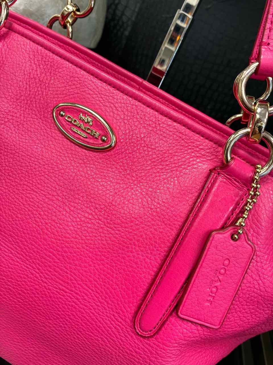 Coach Ellis tote in hot pink pebbled leather
