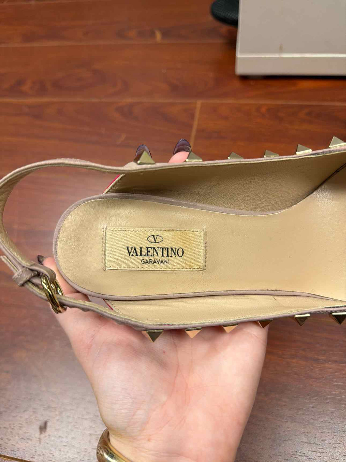 Valentino pink and gold studdeded heels