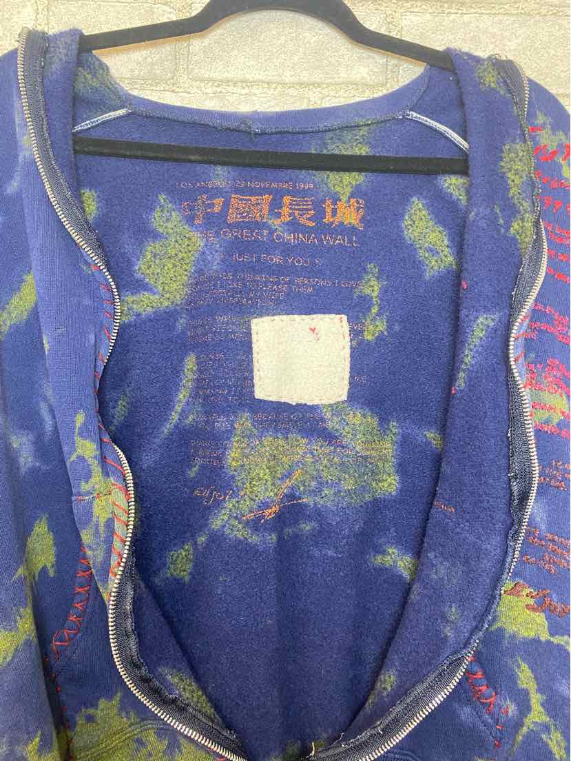 The Great China Wall Vintage blue and green tie dye hoodie L