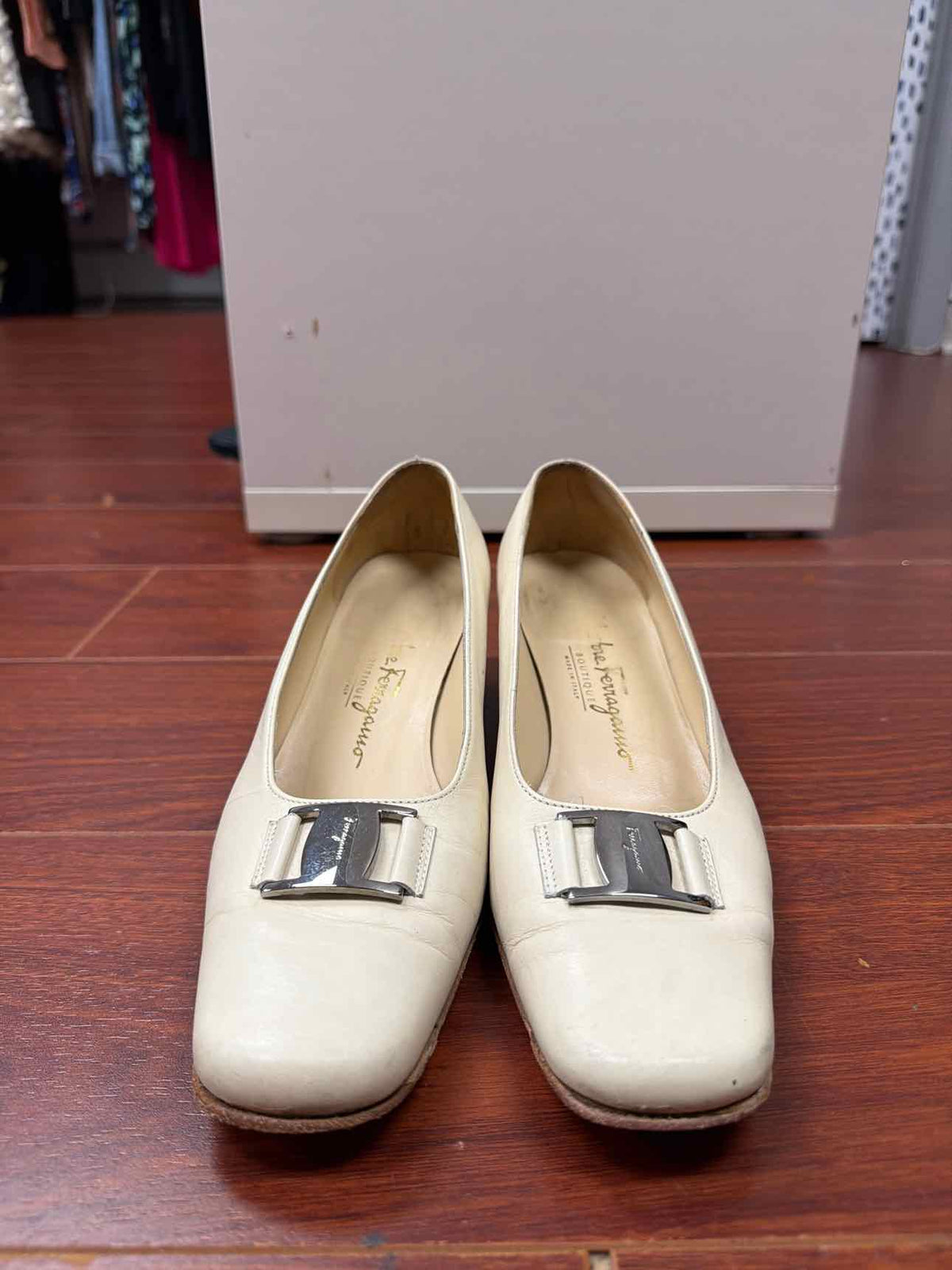 Ferragamo white heels