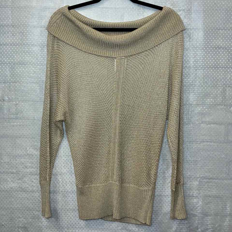 Cache gold knit sweater cowl neck S