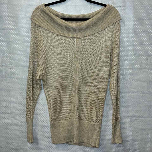 Cache gold knit sweater cowl neck S