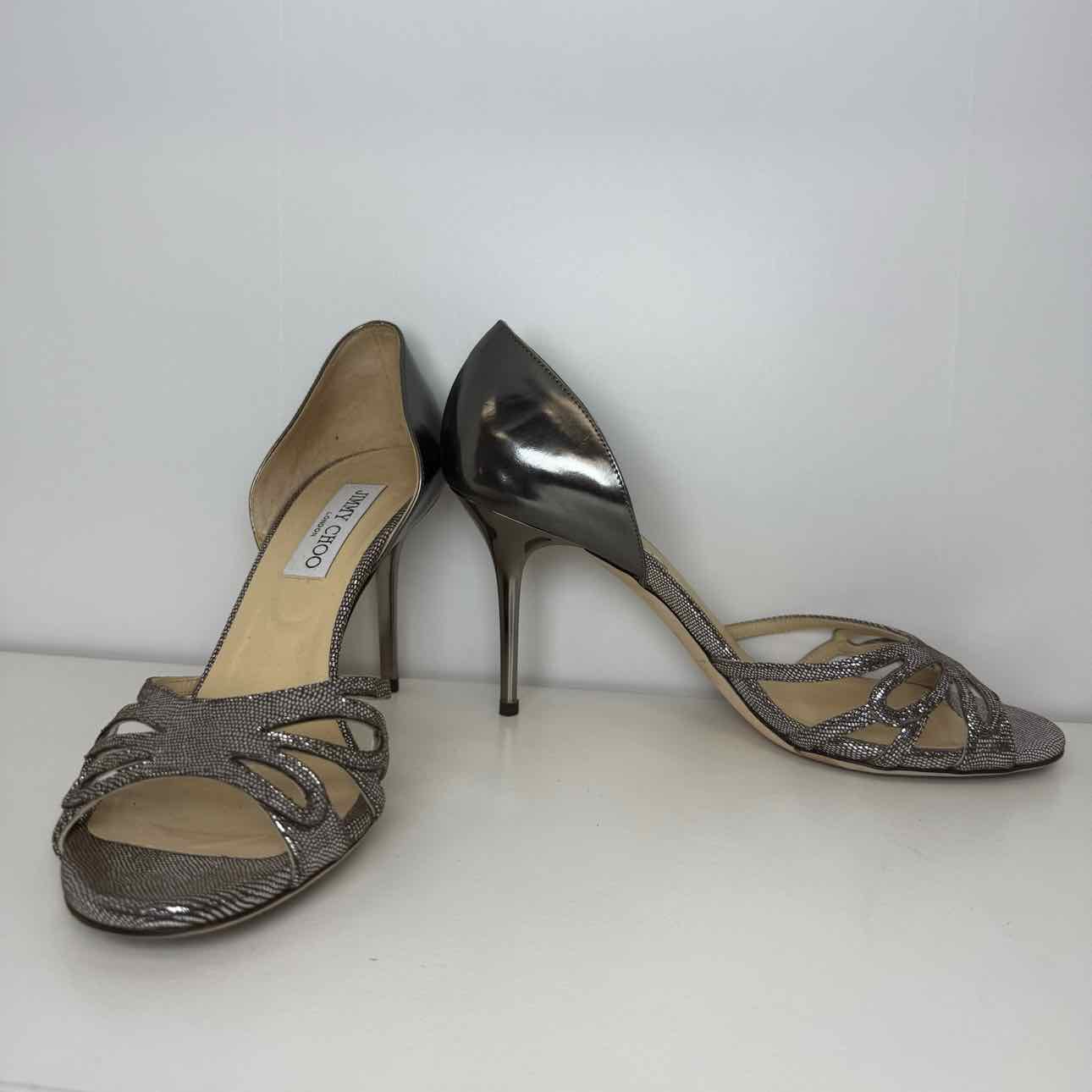 Jimmy Choo Silver Metallic Heels  39.5/ 9