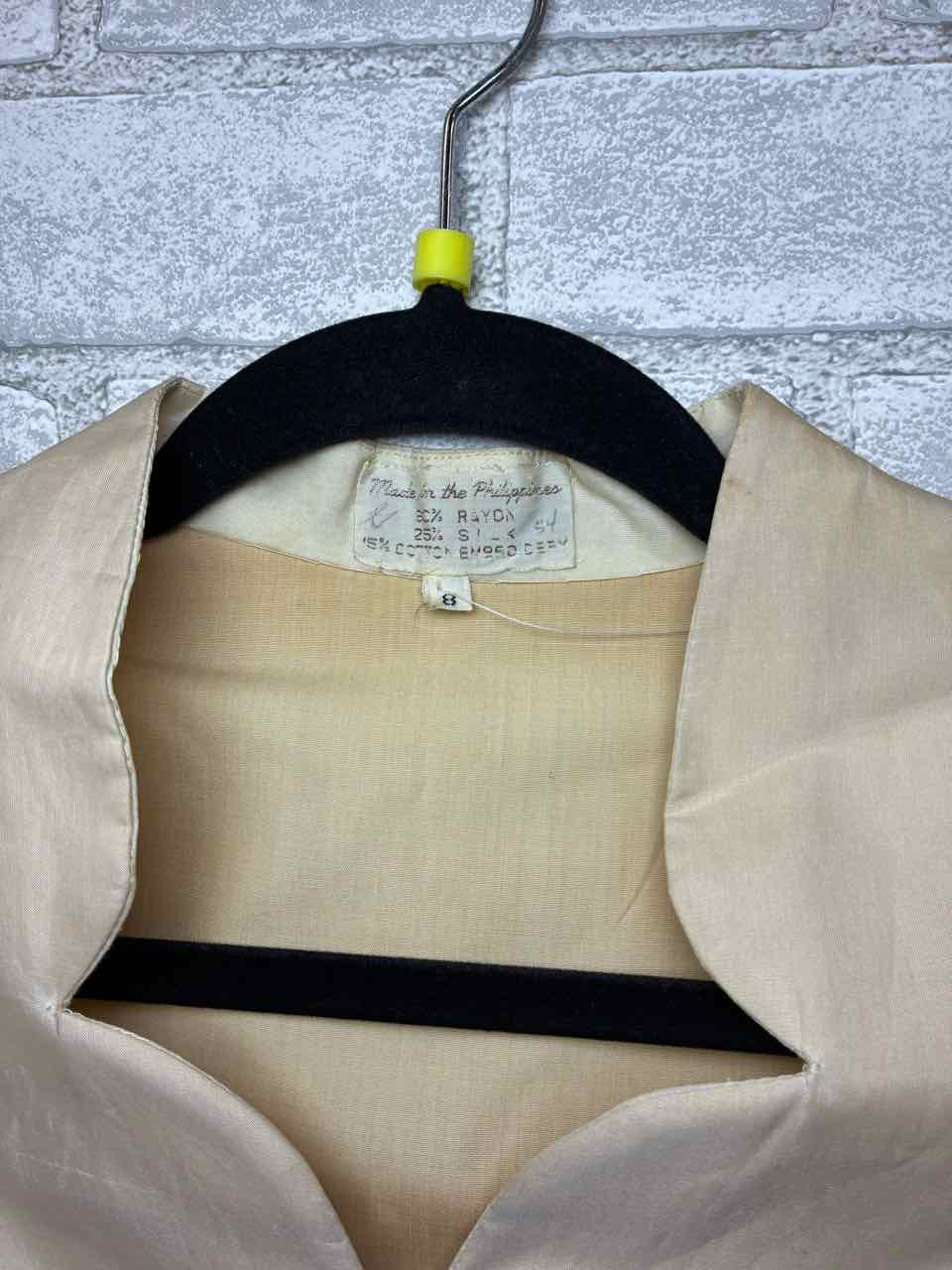 No Brand Size 8 Cream Button Up Embroidered Floral Dress