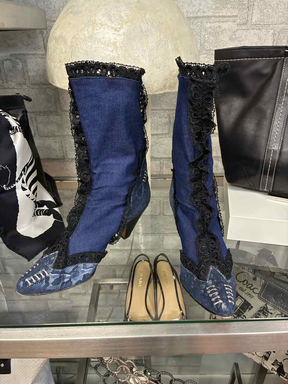 El Vaquero Blue Denim Shoe Size 39 Boots