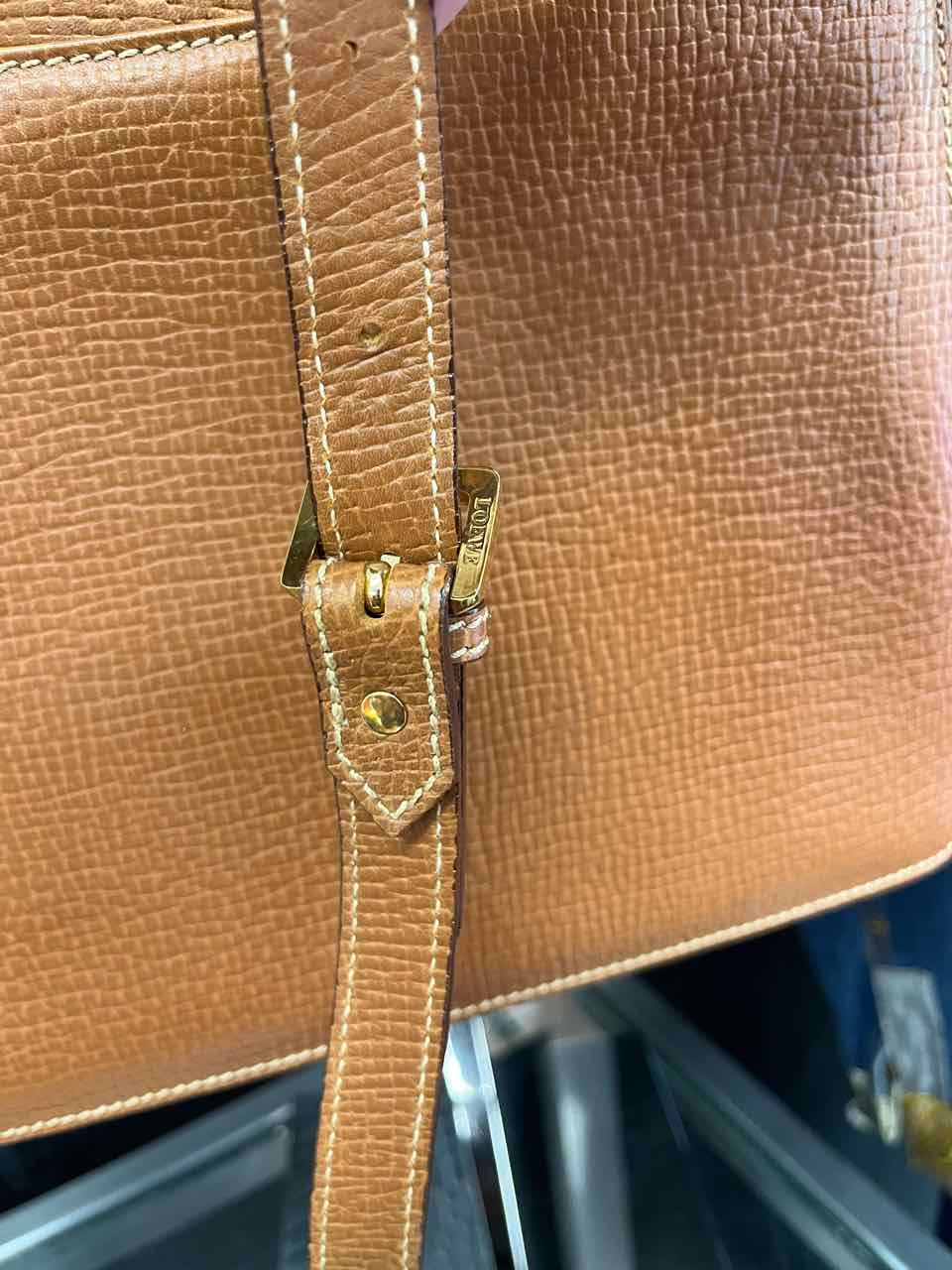 Loewe Barcelona Tan Textured Top Handle Structured Bag, Box, Dust Bag