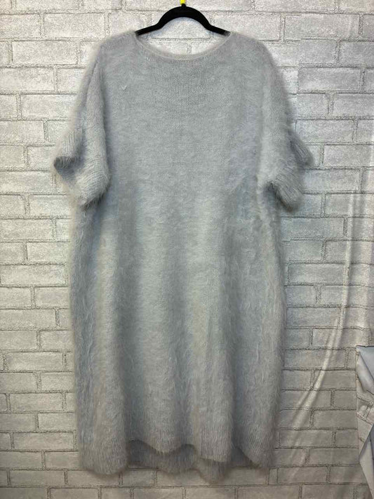 No Brand XL Angora Rabbit Fur Knited  Gray Oversized Sweater Dress