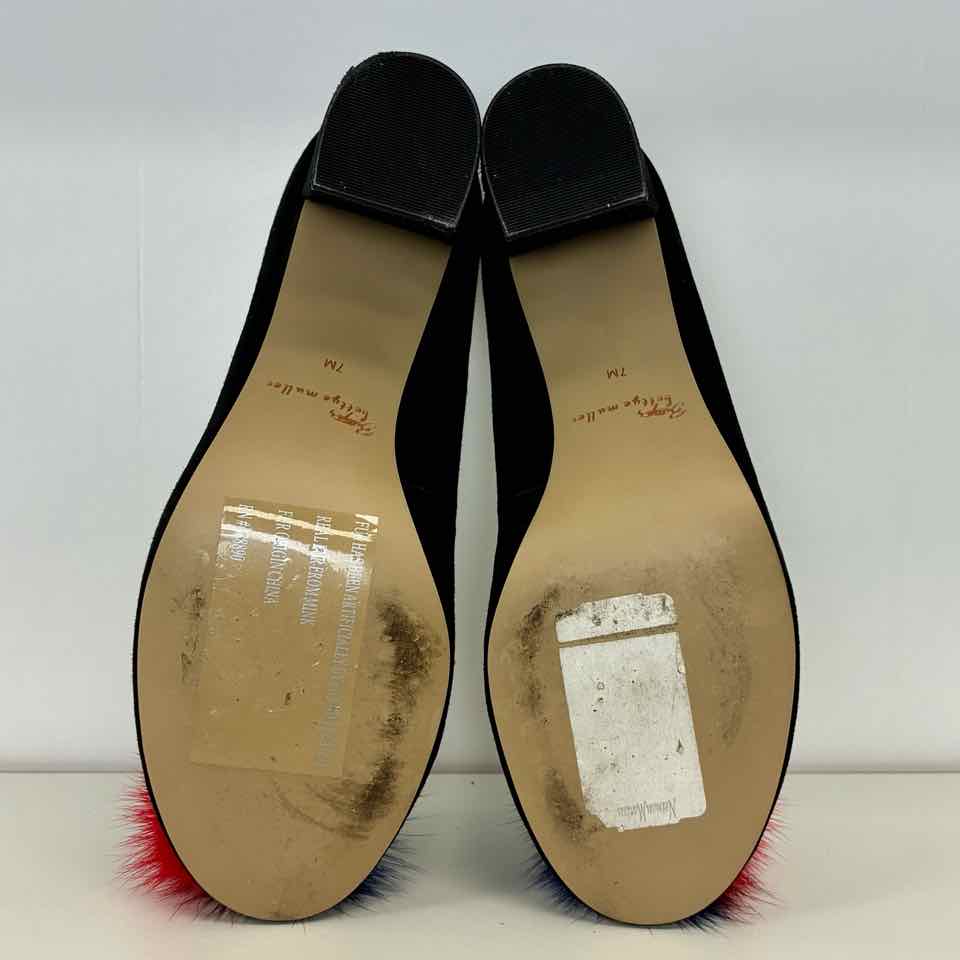 Bettye Mueller Black Suede Pumps with Pompom  7