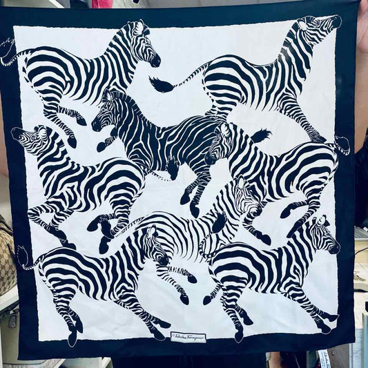 Salvatore Ferragamo Silk Zebra Print Scarf