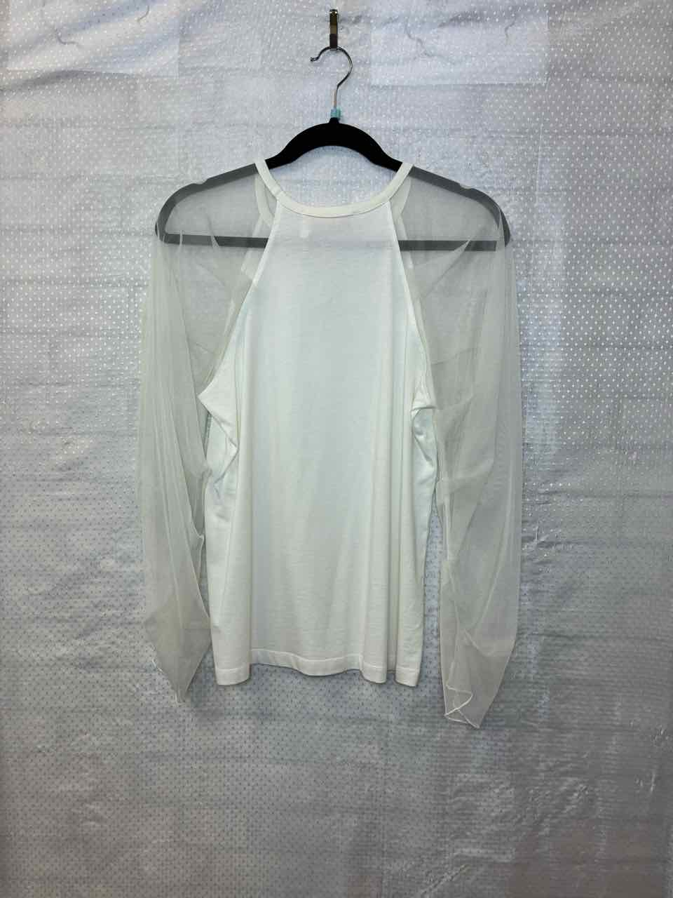 See by Chloe Mesh Puff Sleeve White Top S