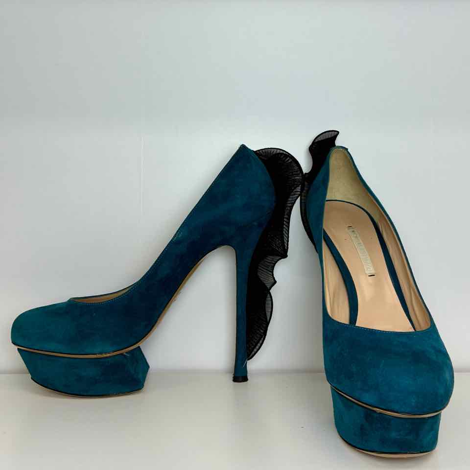 Nicholas Kirkwood Teal Suede Pumps 40