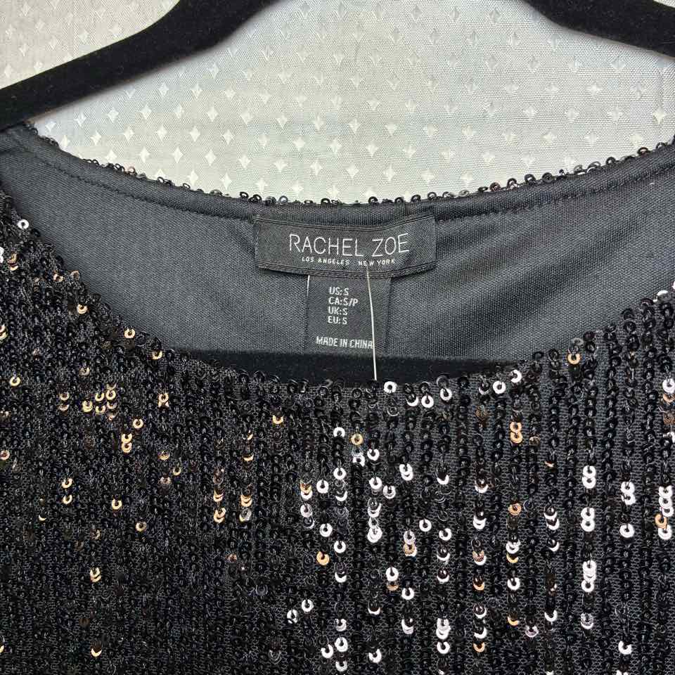 Rachel Zoe Black Sequin Top Size Small