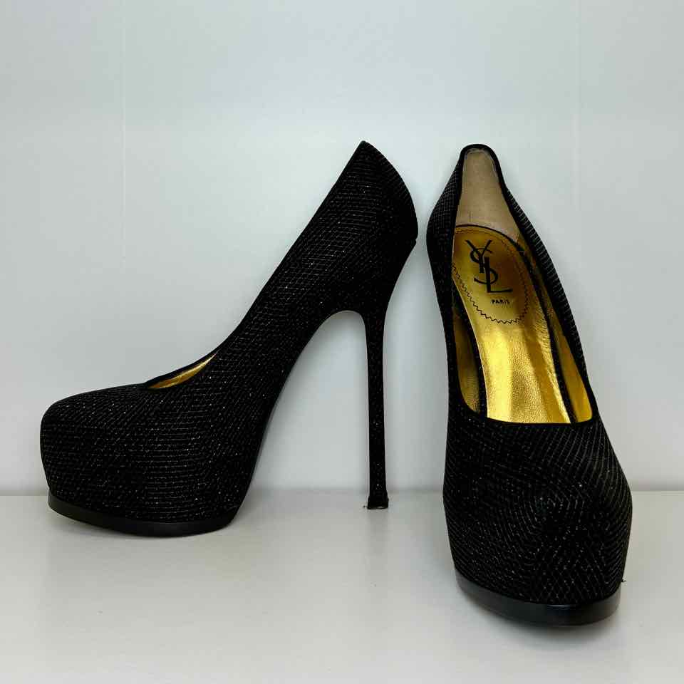 YSL black with silver mesh shoe 39.5