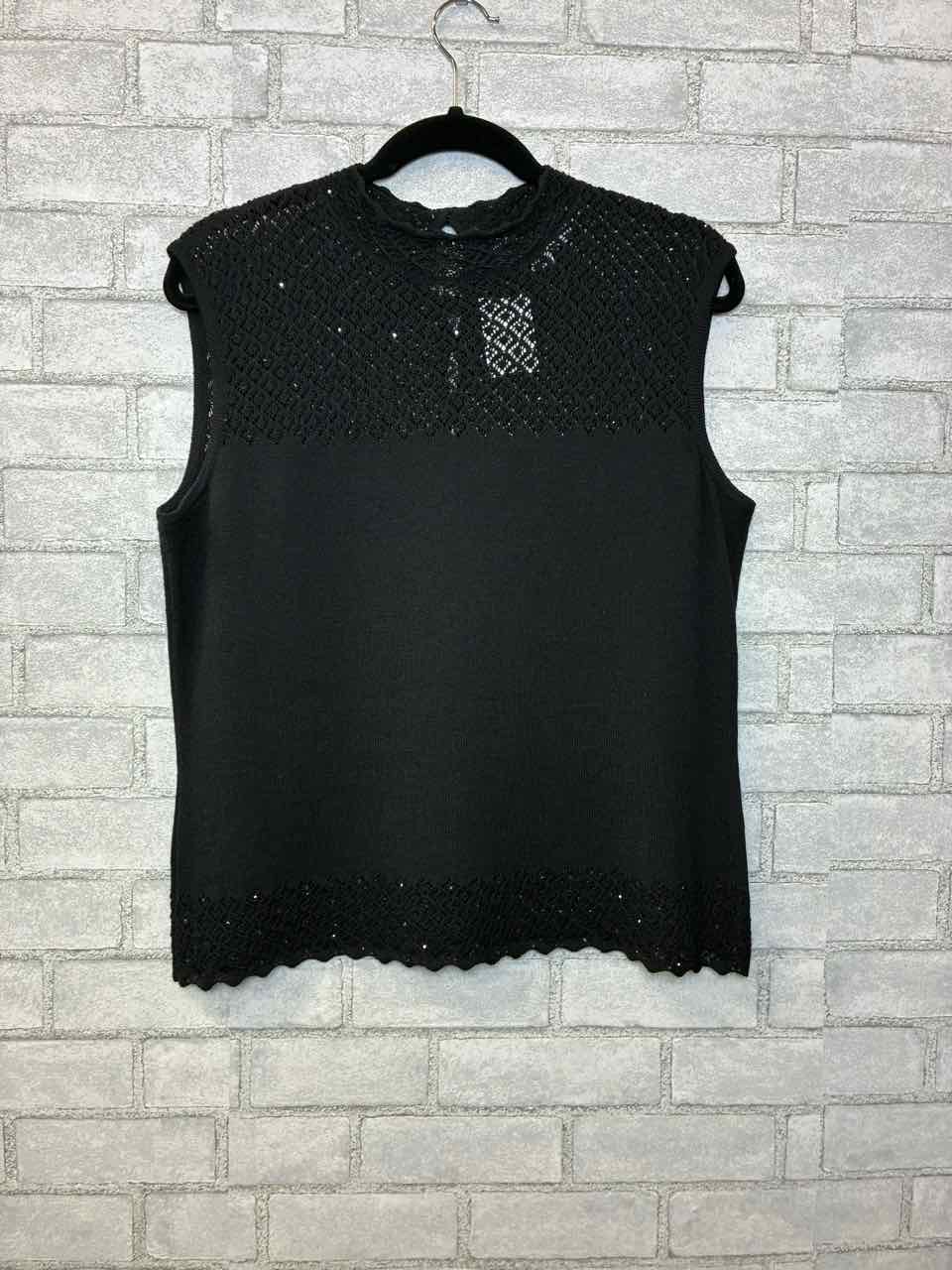St John Knit Black Tank With Black Beads Size M