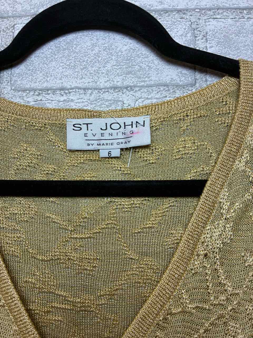 St John Gold Knit Button up Size 6