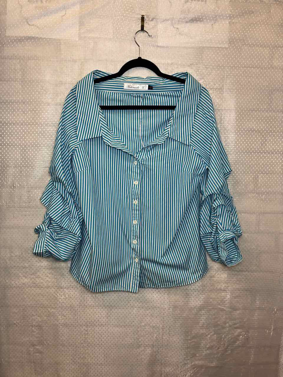Mademoiselle M Blue and white Stripe Blouse Size Large