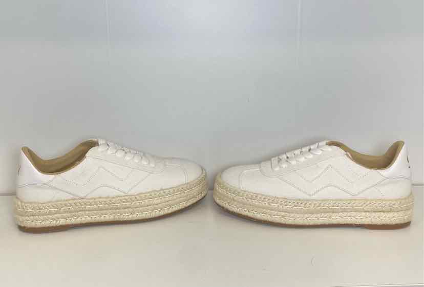 Stuart Weitzman 6.5 Daryl Espadrille Sneaker in White Canvas with a Jute Sole