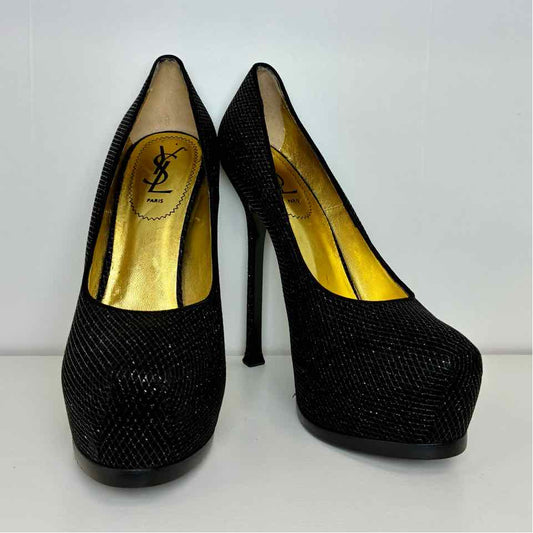 YSL black with silver mesh shoe 39.5