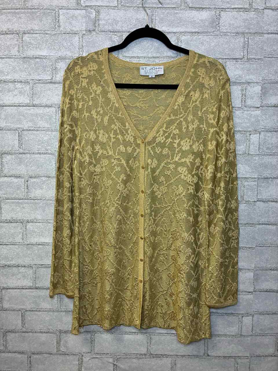 St John Gold Knit Button up Size 6