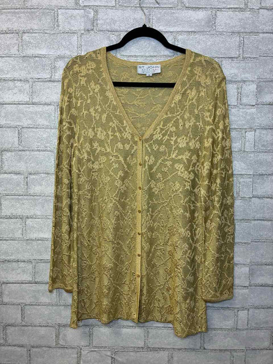 St John Gold Knit Button up Size 6