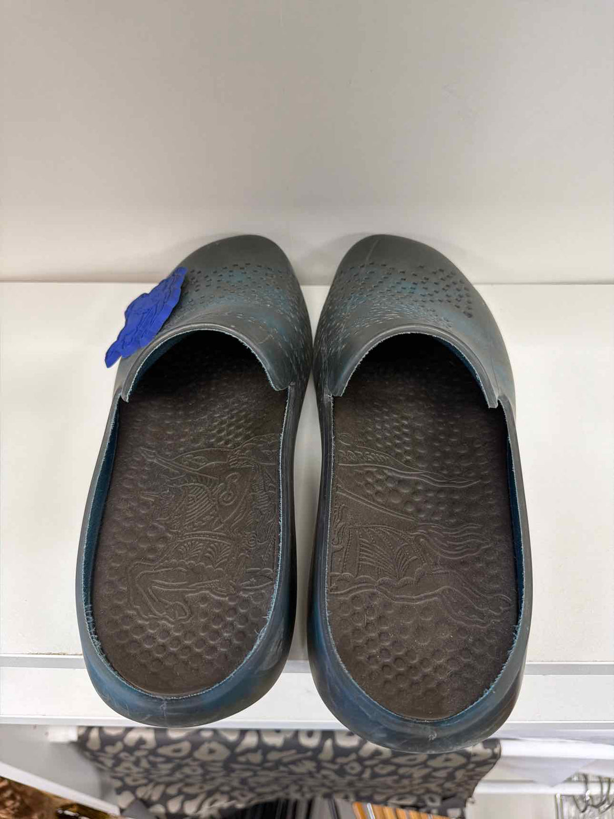 Burberry blue stringray clog slides